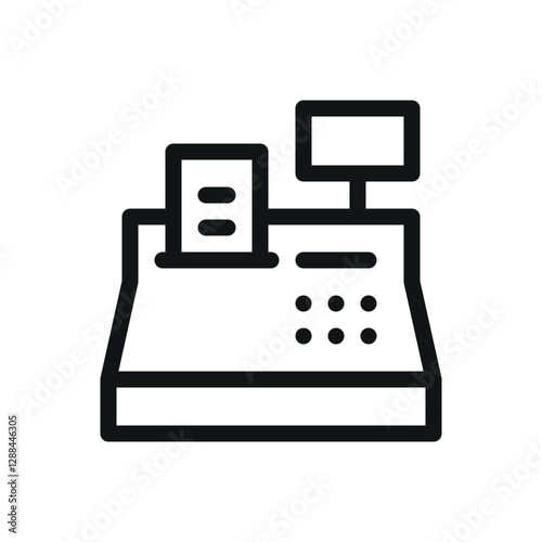 Cash register line icon, electronic cash register vector symbol with editable stroke