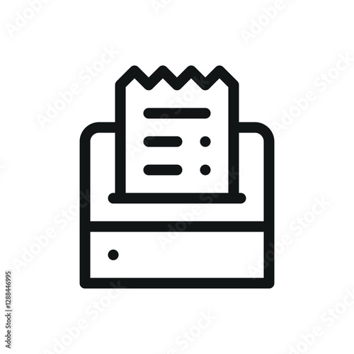 Fiscal registrar line icon, paper receipt printer vector symbol with editable stroke