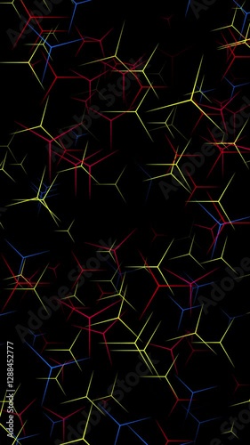 Colored Abstract Stars Vertical Loop. Abstract star shapes floating, sblue, yellow, red colors, vertical resolution, seamless loop.
