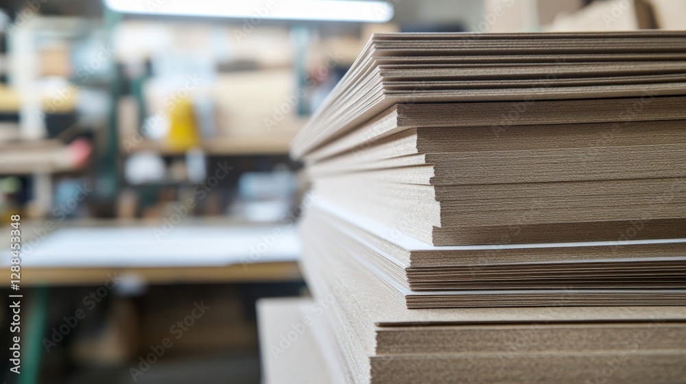 Obraz premium A Tower of Cardstock Sheets in a Crafting Studio