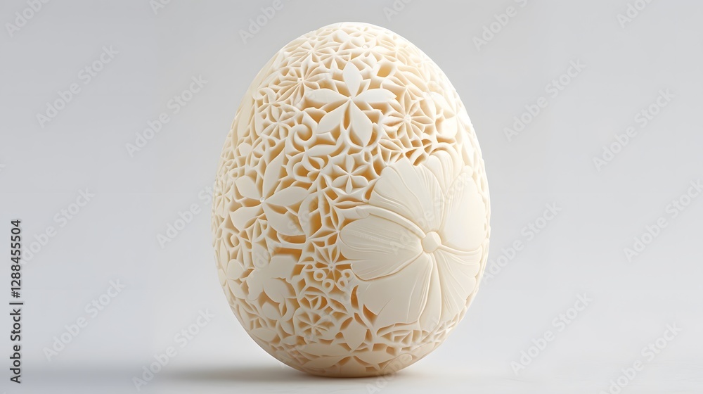 Intricate Easter egg carving showcasing delicate floral and geometric designs. Intricate Easter egg carving showcasing delicate floral and geometric designs.