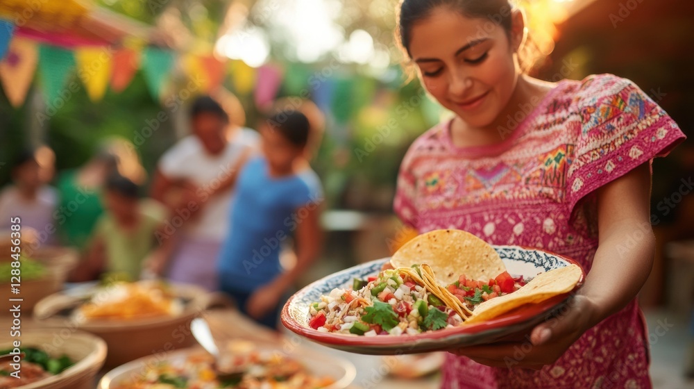 Vibrant Cinco de Mayo Artisanal Mexican Tacos on Handcrafted Stoneware - Outdoor Patio Dining and Celebration Design for Family Gatherings and Food Events Vibrant Cinco de Mayo Artisanal Mexican Tacos on Handcrafted Stoneware - Outdoor Patio Dining and Celebration Design for Family Gatherings and Food Events