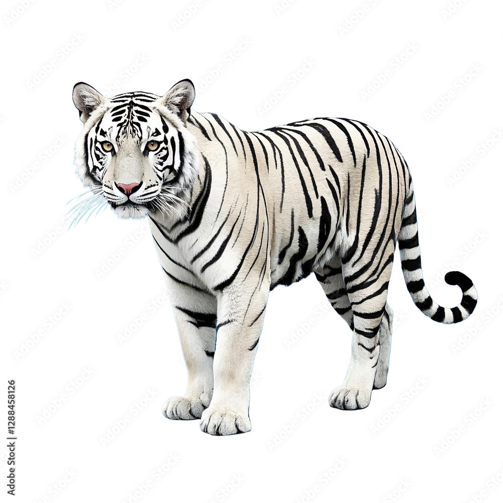 Obraz premium Black with White tiger isolated on white or transparent background