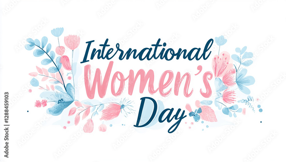 Naklejka premium International Women's Day Floral Typography Design