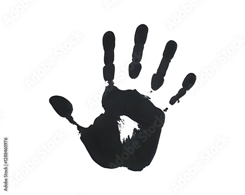 Handprint with ink on transparent background 