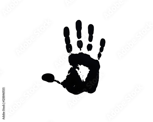 Ink Handprint Isolated on Transparent Background