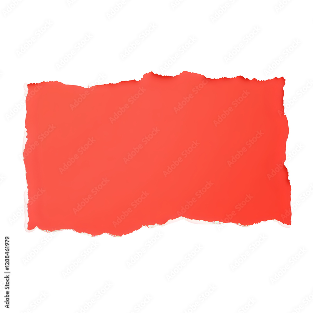 Ripped Red Paper Strips with Rough Edges on White Ripped Red Paper Strips with Rough Edges on White