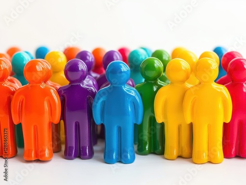 Colorful Crowd of Miniature People Representing Diversity and Unity in a Vibrant Group