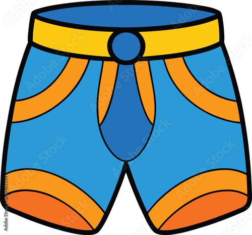 Swim Trunks Vector: Beachwear Design, Summer Shorts Graphic, Swimwear Template, Men's Clothing Icon, Vacation Apparel Art, Board Shorts