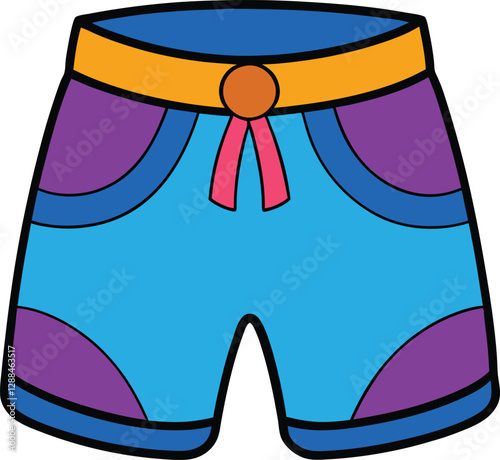 Swim Trunks Vector: Beachwear Design, Summer Shorts Graphic, Swimwear Template, Men's Clothing Icon, Vacation Apparel Art, Board Shorts