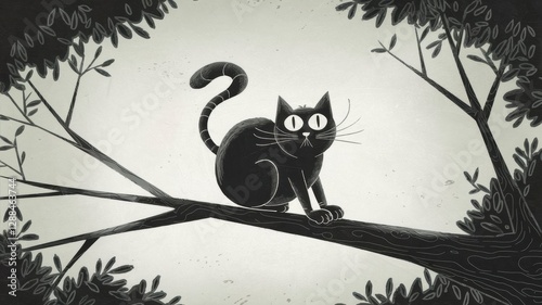 Mysterious Black Cat’s Night – A Monochrome Fantasy in the Forest