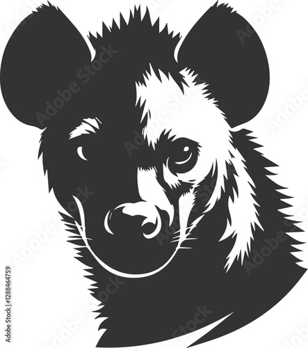 A hyena with its head lowered, staring intensely vector animal silhouette