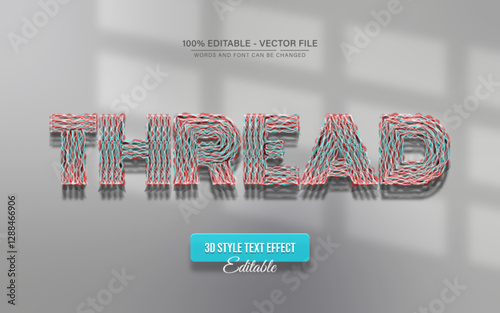 Thread line 3d text effect editable