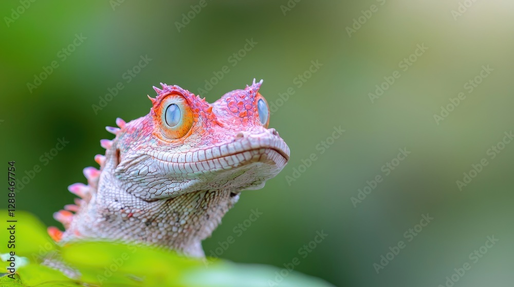 Obraz premium Red-Eyed Lizard Tropical Forest Closeup