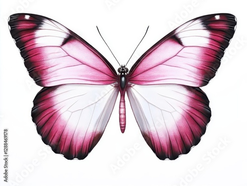 Beautiful butterfly with pink and white wings