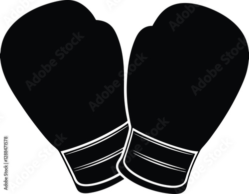 Boxing Gloves Silhouette Vector Illustration: High-Quality Athletic and Combat Sports Graphic Design for Fitness, Training, and Boxing Themes