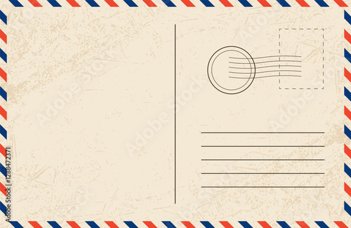 Travel retro postcard design blank, empty postcard.