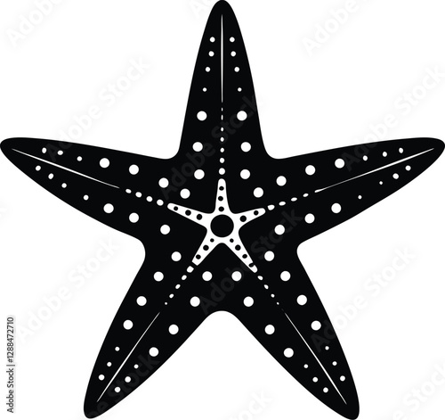 Starfish Silhouette Vector Illustration: High-Quality Marine Life and Artistic Graphic Design for Coastal, Beach, and Ocean Themes