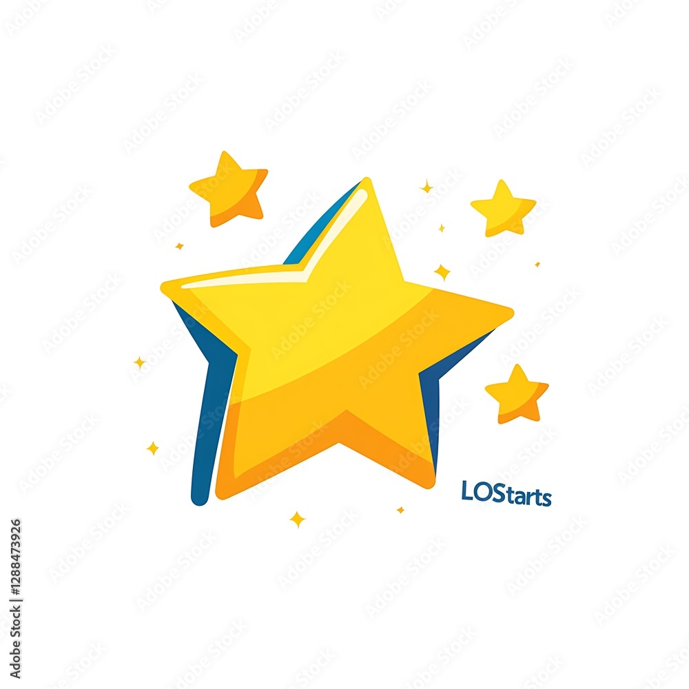 Logo simple line art of a yellow star with a thin curved tail on a white background, Logo simple line art of a yellow star with a thin curved tail on a white background,