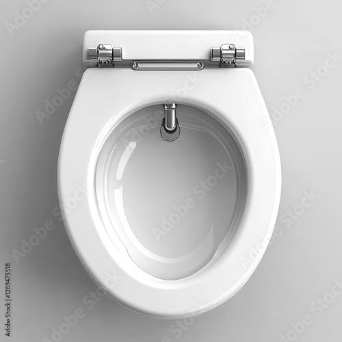 High Angle View Of White Toilet Bowl And Seat