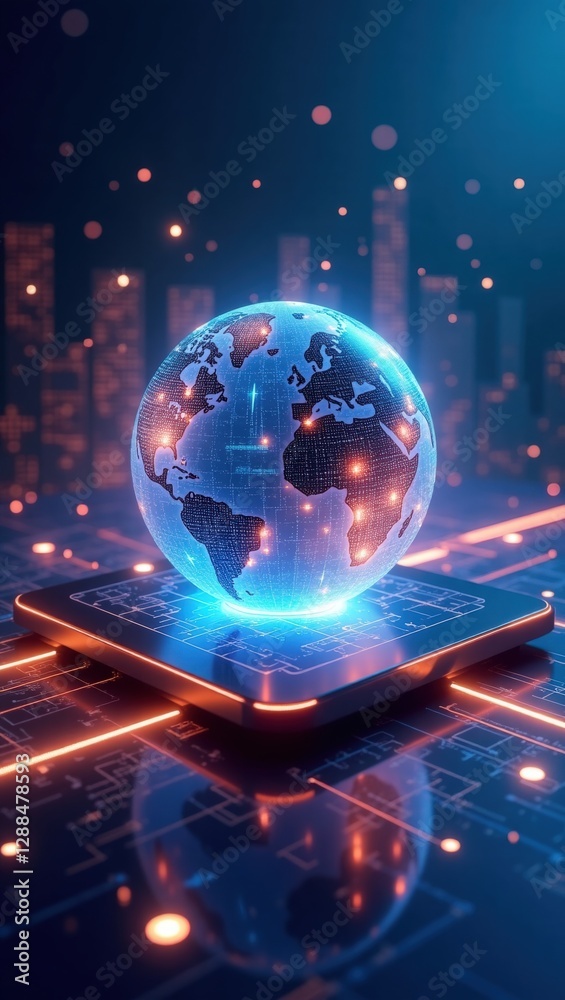 A modern digital network representing futuristic globe 
