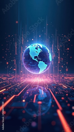 A modern digital network representing futuristic globe 