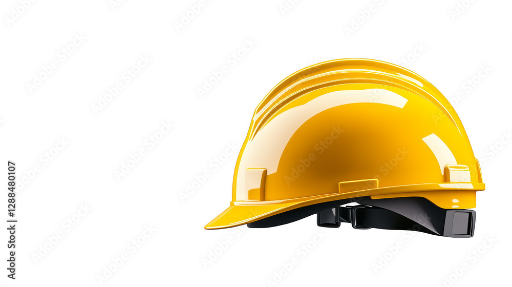 Fototapeta premium Hard hat on vibrant blue and green background, essential safety gear for construction industrial work