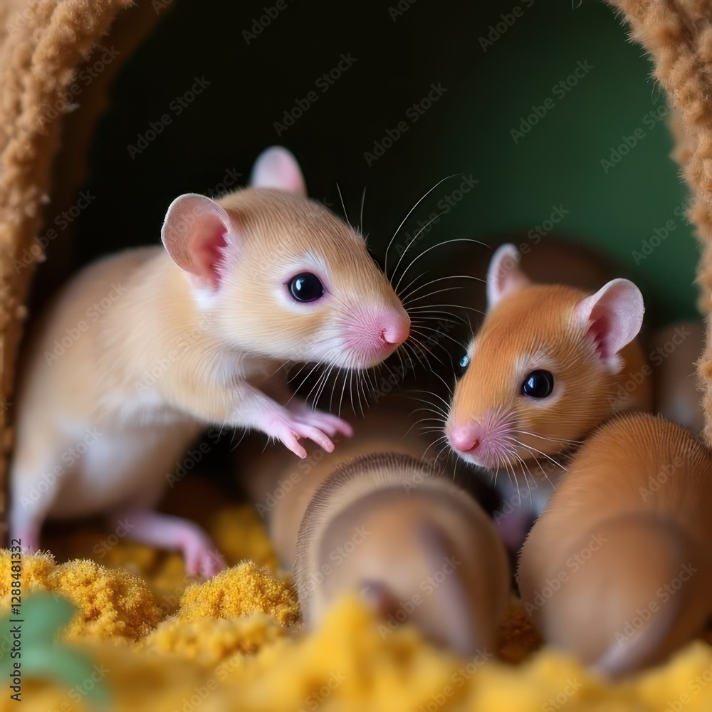 Fototapeta premium Adorable Pet Mice in a Cage