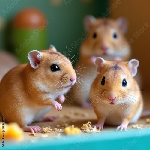 Adorable Squeaking Gerbils in a Cage photo