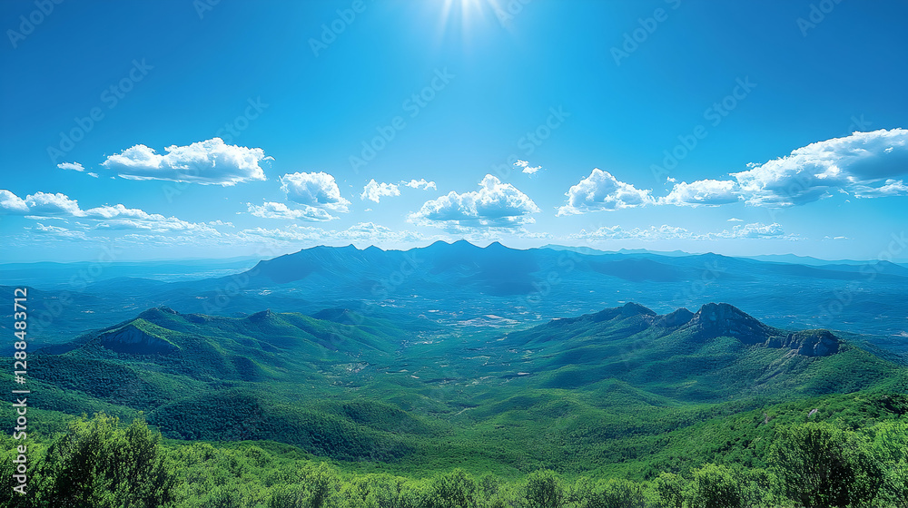 Fototapeta premium Mountain Range View Sunny Sky