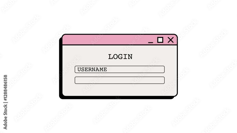 A retro register page design featuring a user-friendly login form. Includes fields for account creation, user ID, password, identity verification. Perfect for websites, apps, secure platforms.