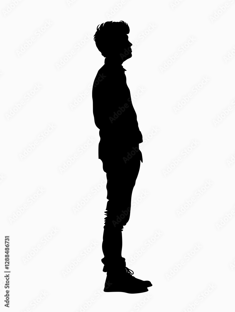 Man is standing in a white background. He is wearing a black shirt and black pants Man is standing in a white background. He is wearing a black shirt and black pants