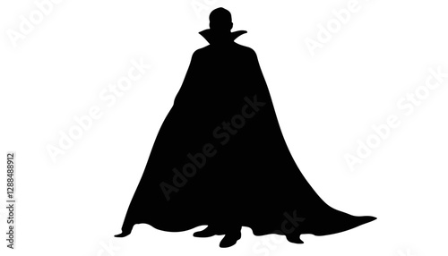 Silhouette of a vampire in a flowing cape