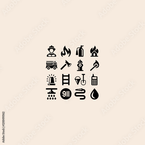 Firefighter and Fire Department icon flat vector design.