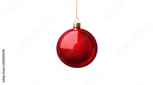 A red ornament hanging from a string
