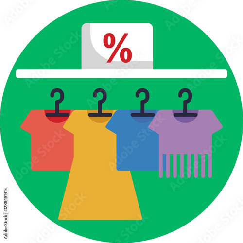 Discounted Apparel – A symbol representing sales, deals, or promotions on fashion items within a retail store.