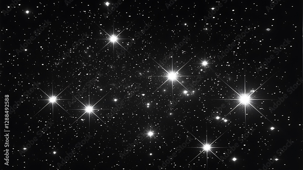 Obraz premium Star cluster in deep space, shining bright against dark starry background for educational astronomy