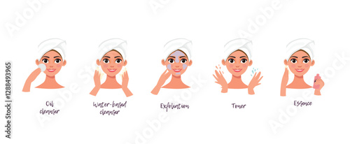 girl face makeup steps vector