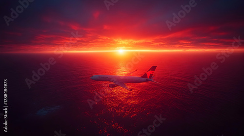 Plane Sunset Ocean Sunrise