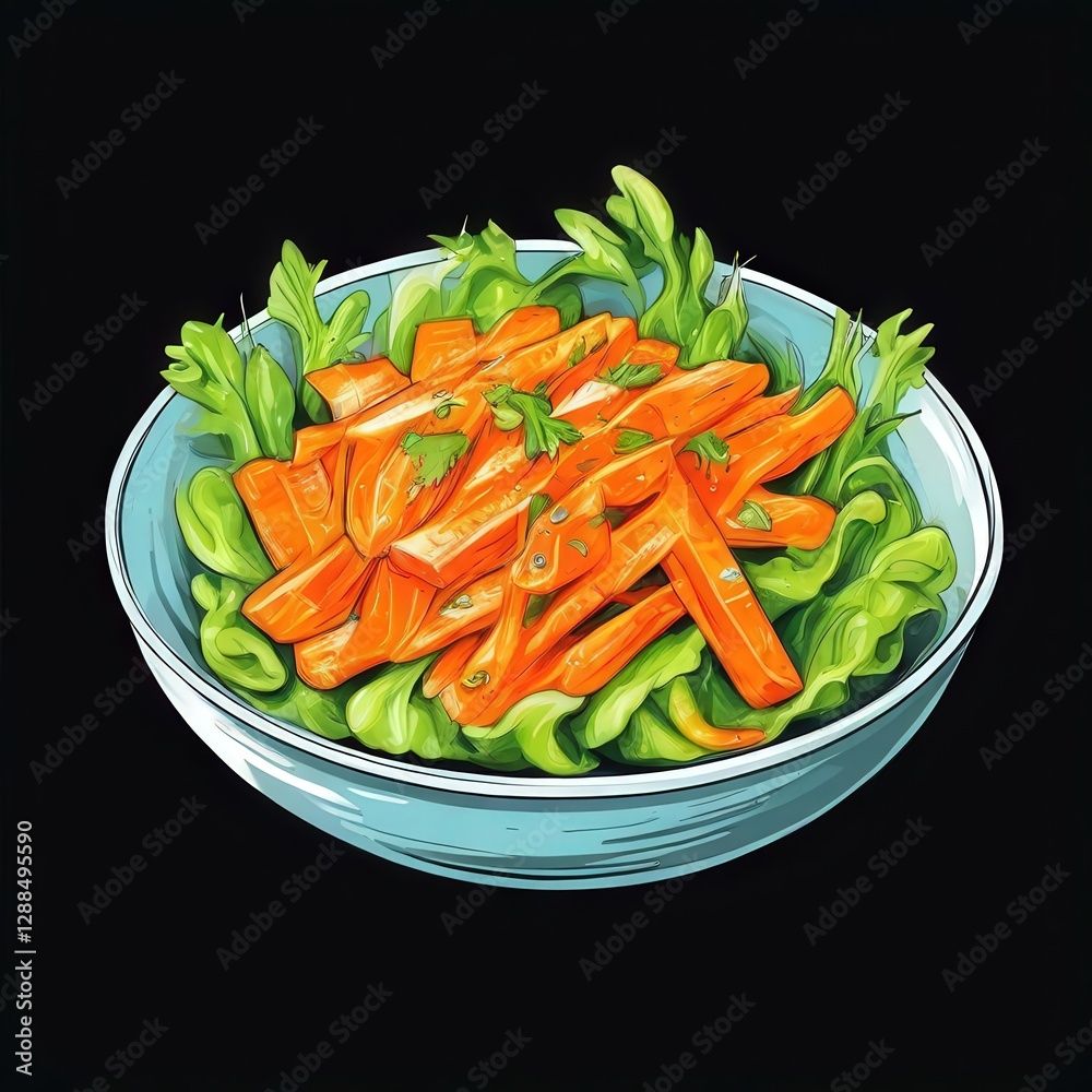 an AI Image Generator, Fresh Salad Bowl With Carrots and Lettuce