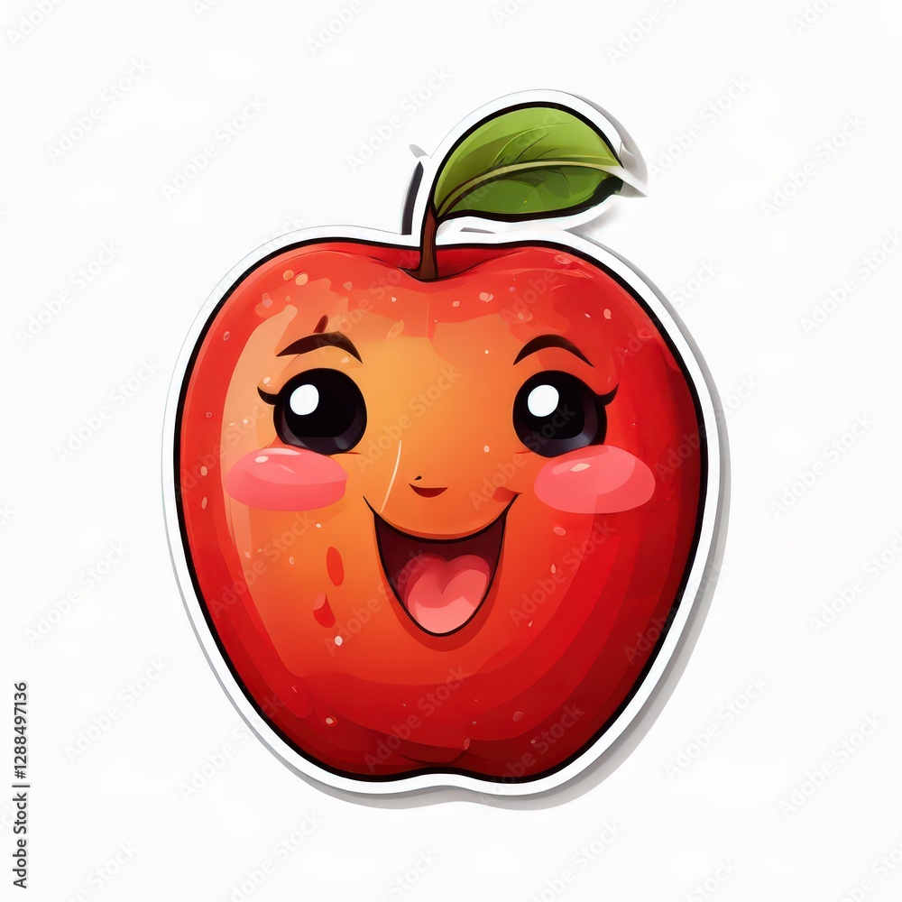 Obraz premium an AI Image Generator, Happy Cartoon Apple with Smiling Face
