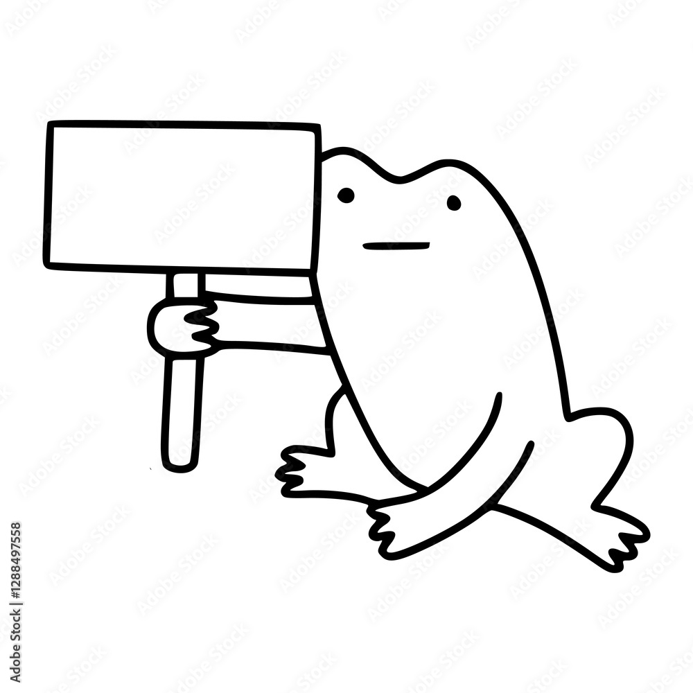 funny frog cartoon character in line at doodle style funny frog cartoon character in line at doodle style