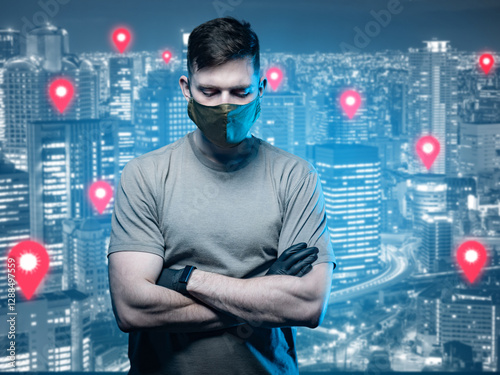 Man in protective medical m...