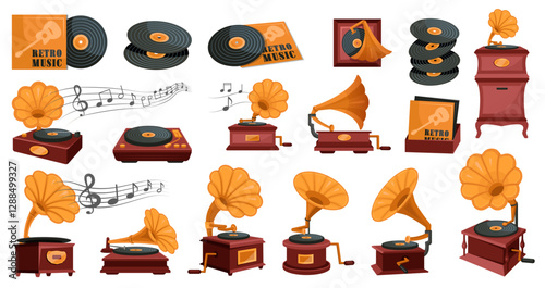 Vinyl record gramophone retro music player