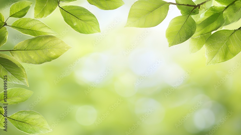 Bright Green Leaves Frame Soft Bokeh Background Bright Green Leaves Frame Soft Bokeh Background