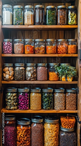 Wallpaper Mural A spacious pantry filled with numerous glass jars of food items organized for efficient use Torontodigital.ca