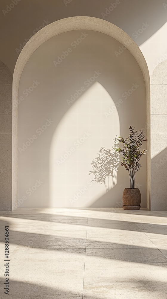 Fototapeta premium Elegant green plant displayed in a stylish vase enhances the decor of a cozy indoor space