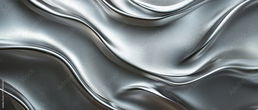 Fototapeta premium Abstract brushed silver waves on a metallic surface, elegant and modern