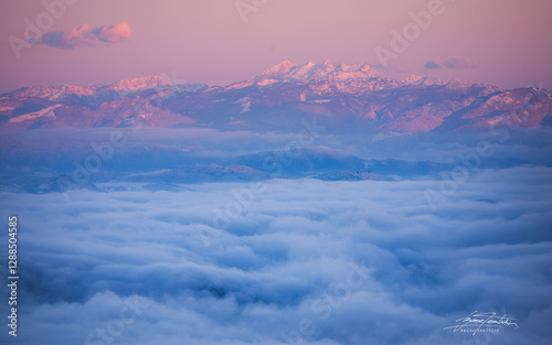 clouds and fog with mountains