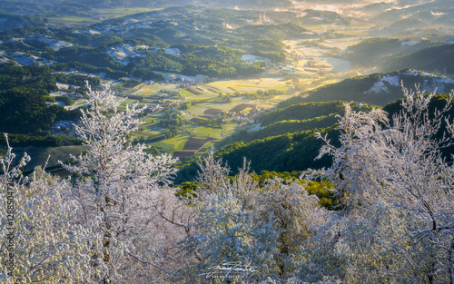 mountain landscape with snow and valley